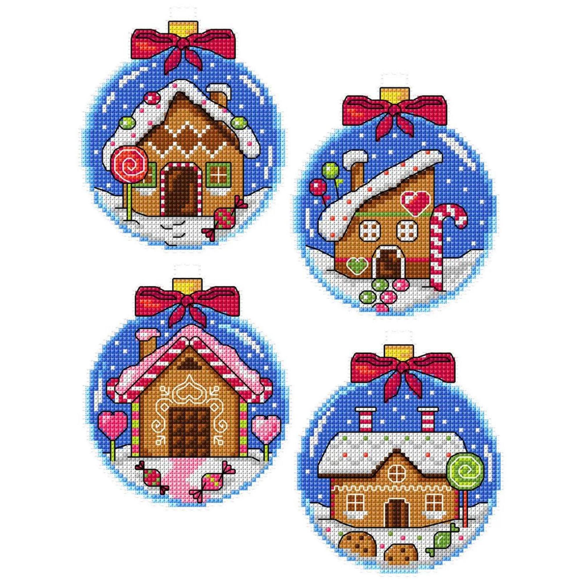 Crafting Spark Gingerbread Houses Baubles Dark Blue Counted Cross Stitch Kit